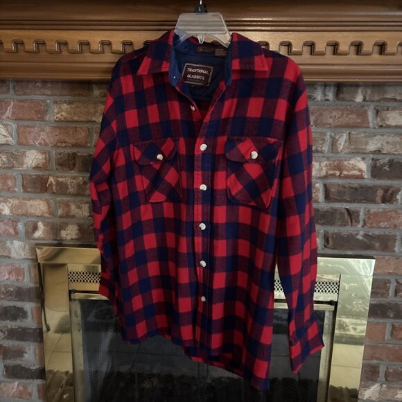 Vintage Tradition Classics Red & Blue Plaid Button down Shirt Size Large - Picture 6 of 6